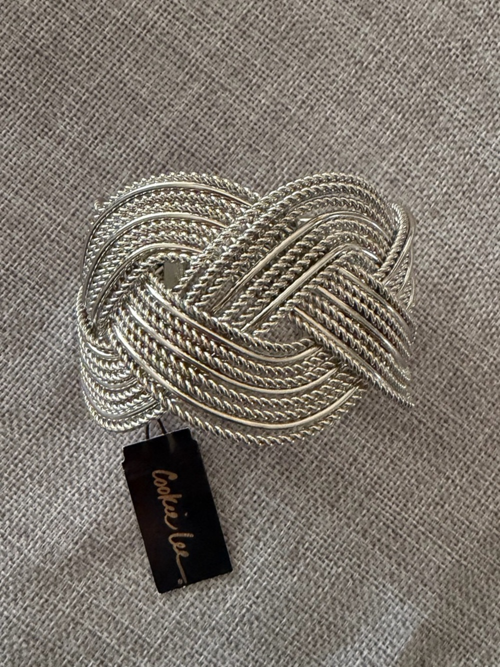 Cookie Lee Silver Tone Multi-Chain Knot Cuff Bracelet | Statement Piece NWT